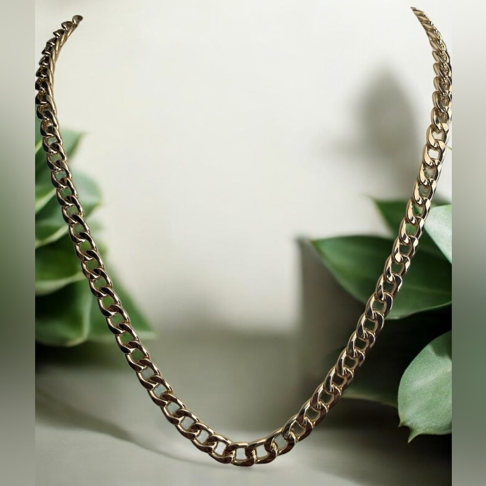 Cuban Style 14K Gold Electroplated Necklace